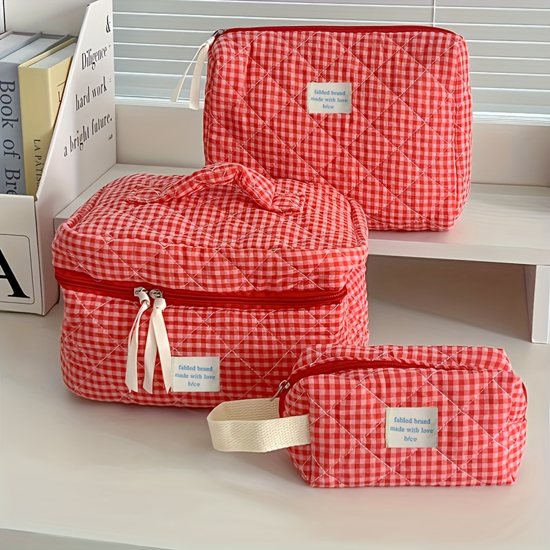 Skincare D'Alba - Plaid Makeup Bag Large Capacity Portable