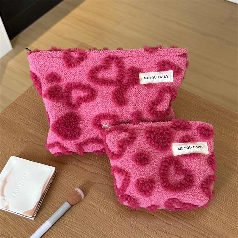 Cute Plush Heart Makeup Bag, S - Skincare D'Alba review and price