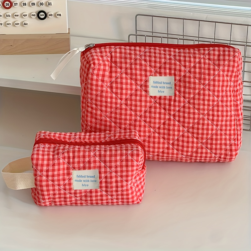 Plaid Makeup Bag Large Capacit - Skincare D'Alba review and price