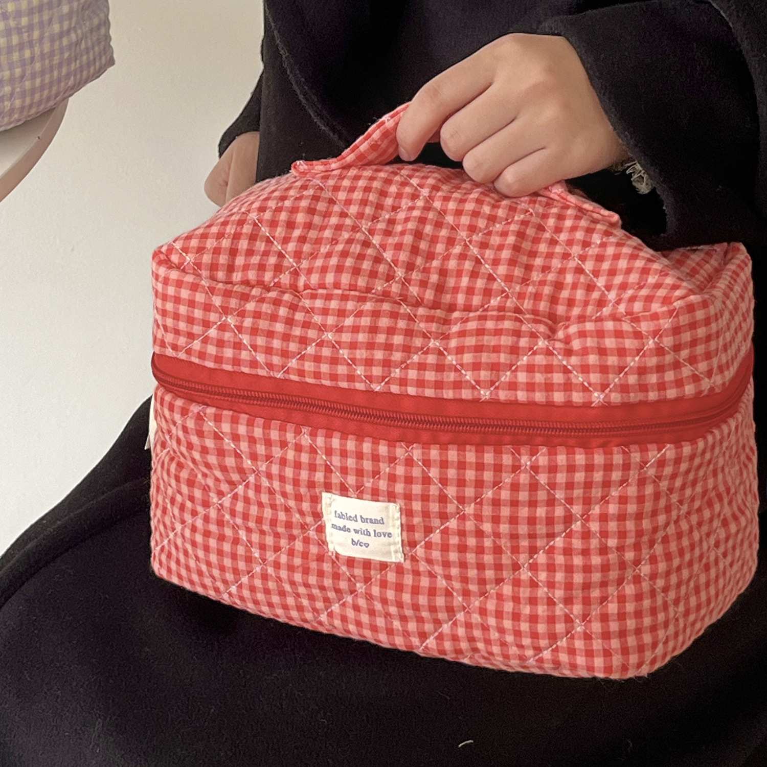 Plaid Makeup Bag Large Capacit - Skincare D'Alba review and price
