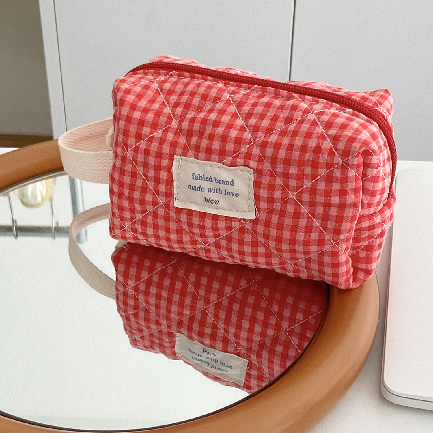 Plaid Makeup Bag Large Capacit - Skincare D'Alba review and price