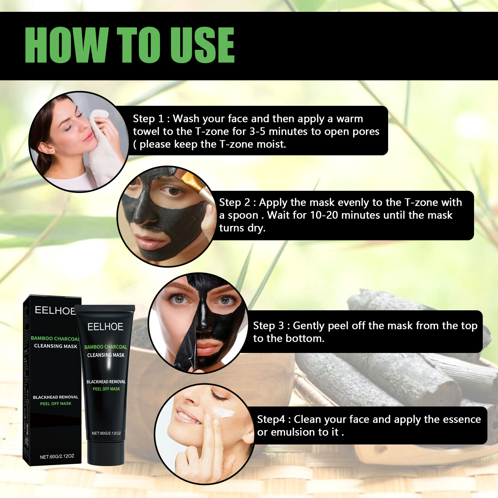 Bamboo Charcoal Tear-off Mask  - Mud Mask Kaolin review and price
